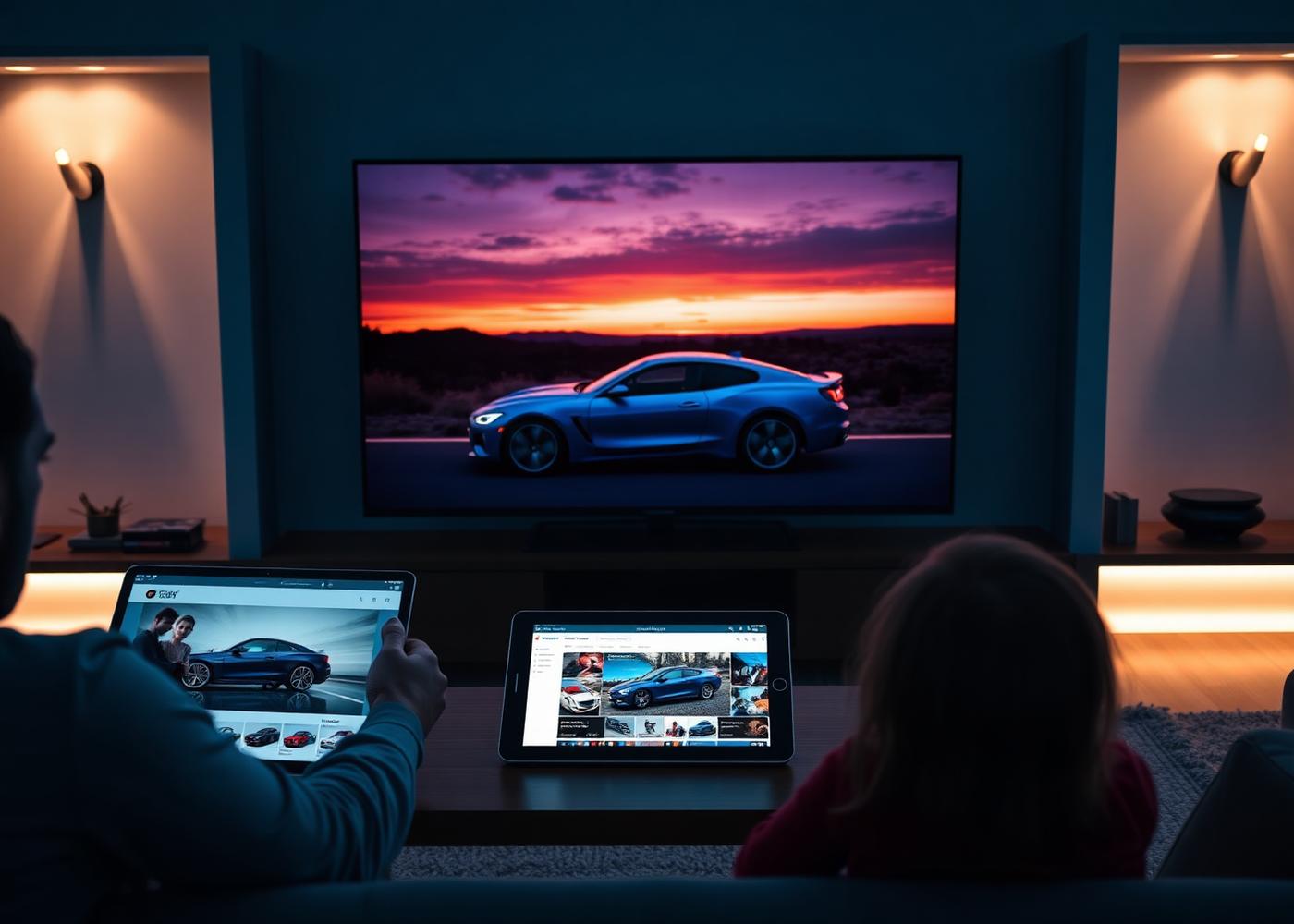 Automotive commercial playing across TV, tablet and smartphone